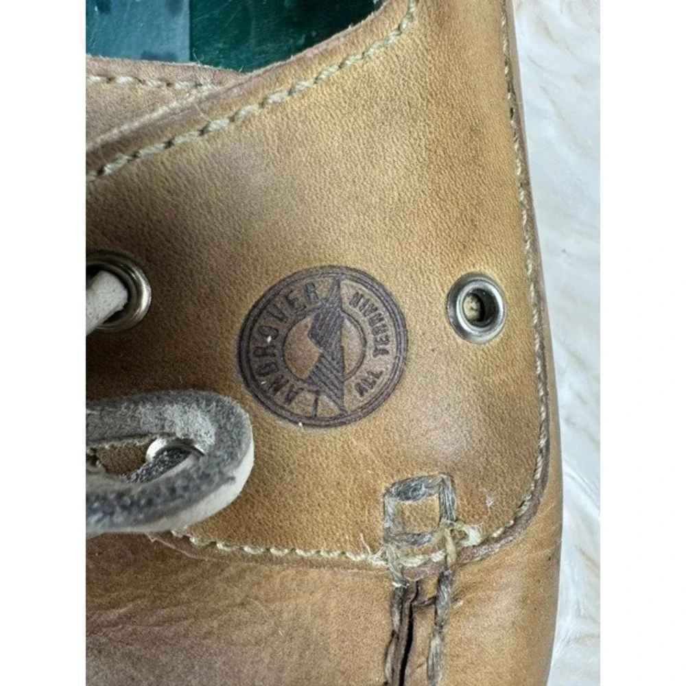 Landrover Boat Shoes Men 10 M Tan Leather All Terrain Green Accent Deck Loafers